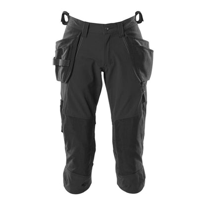 Driekwart broek, hangende zakken, stretch driekwart broek