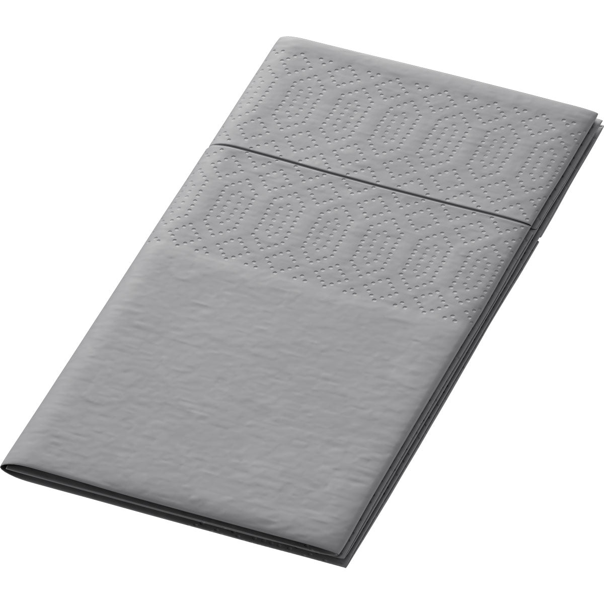 De Duni GmbH Zellt Servetten 33x33 cm, 3-laags, granietgrijs (250 stuks) biedt een keurig gevouwen, hoogwaardige servet met een gestructureerd zeshoekig patroon op het bovenste deel.