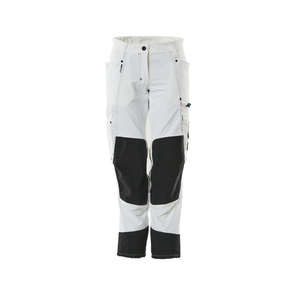 Broek met kniezakken, dames, diamantbroek, wit