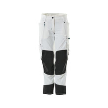 Broek met kniezakken, dames, diamantbroek, wit