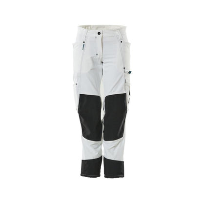 Broek met kniezakken, dames, diamantbroek, wit