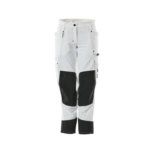 Broek met kniezakken, dames, diamantbroek, wit