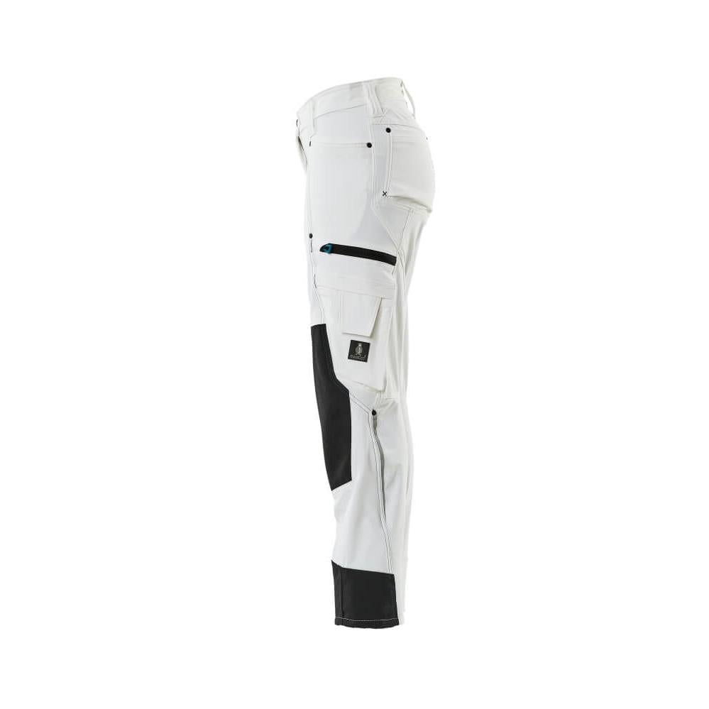 Broek met kniezakken, dames, diamantbroek, wit
