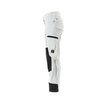 Broek met kniezakken, dames, diamantbroek, wit