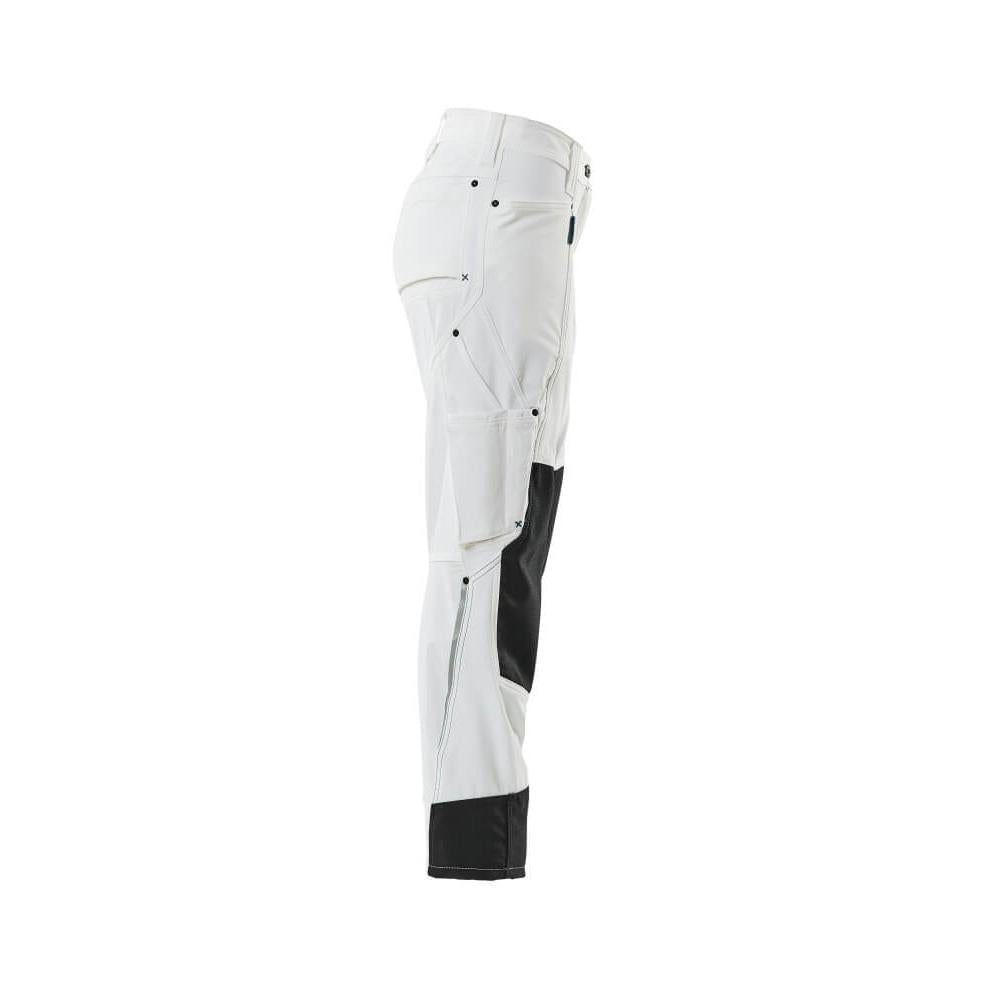 Broek met kniezakken, dames, diamantbroek, wit