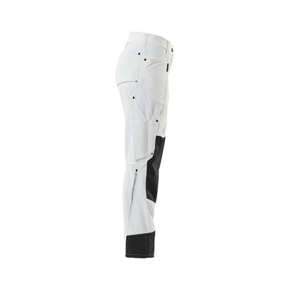 Broek met kniezakken, dames, diamantbroek, wit