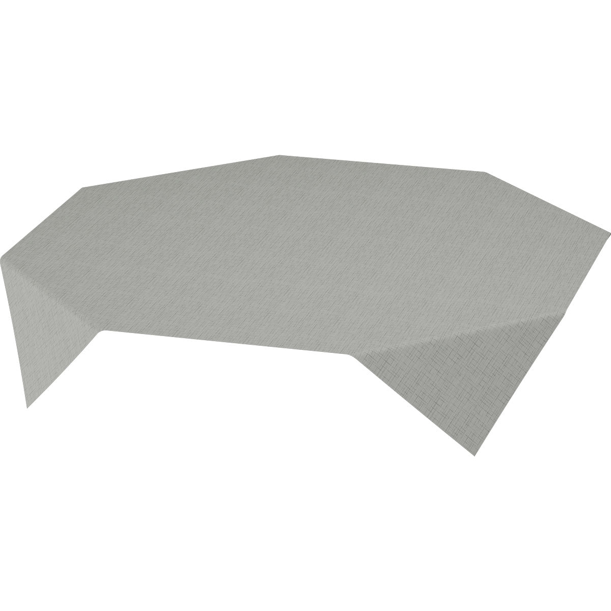 Het lichtgrijze Dunisilk MD tafellaken 84x84 cm in Linnea grijs van Duni GmbH, gemaakt van hoogwaardige stof, bedekt een achthoekige tafel met een glad, fijn gestructureerd oppervlak; verkrijgbaar in een verpakking van 20 stuks.