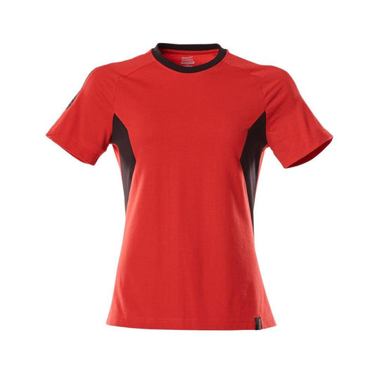 T-shirt, dames dames t-shirt, verkeersrood/zwart
