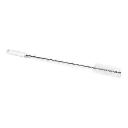De Nölle Profi Brush HACCP Gedraaide Borstel van Nölle Profi Brush Borstels- & Penseltechniek e.K. beschikt over een witte handgreep, een gedraaide metalen staaf en 0,5 mm harde borstels voor het reinigen van flessen of smalle containers.