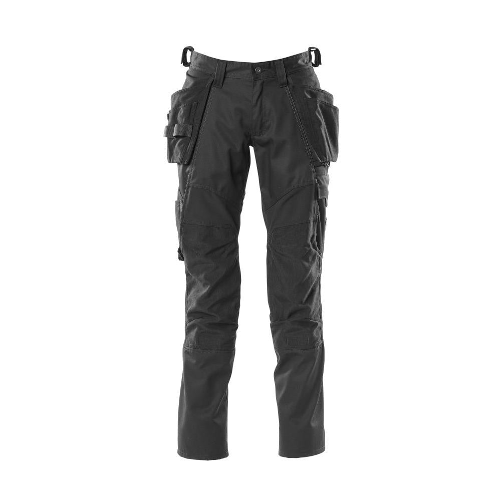 Broek met hangende zakken, broek met stretch inzetstukken