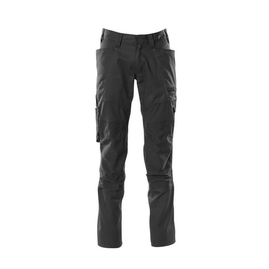 Broek met kniezakken, broek met stretch inzetstukken, zwart