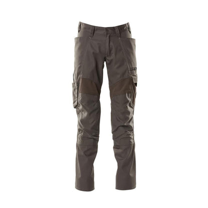 Broek met kniezakken, broek met stretch inzetstukken, donker antraciet