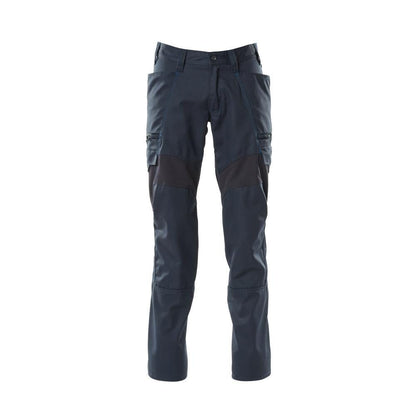 Broek, dijbeenzakken, broek met stretch inzetstukken, zwartblauw
