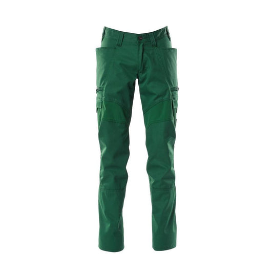 Broek, dijbeenzakken, broek met stretch inzetstukken, groen