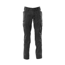 Broek, dijbeenzakken, broek met stretch inzetstukken, zwart