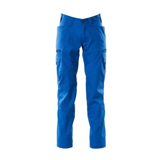 Broek, dijbeenzakken, broek met stretch inzetstukken, azuurblauw