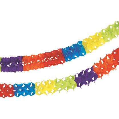 De PAPSTAR papieren slinger (Ø 11,5 cm, 4 m) van PAPSTAR GmbH is een feestelijke decoratie met kleurrijke, zich herhalende secties in rood, oranje, geel, groen, blauw en paars - perfect voor een levendige feestdecoratie.