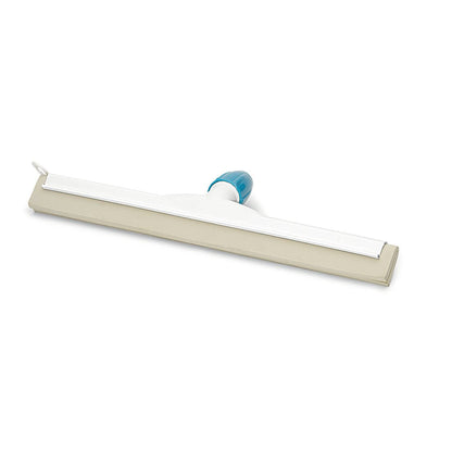 De Nölle Profi Brush waterschuiver kunststof met wartelmoer van Nölle Profi Brush Borstel- & Kwasttechniek e.K. heeft een platte, rechthoekige rubberen blad en een blauwe handgreep, afgebeeld tegen een eenvoudige witte achtergrond.
