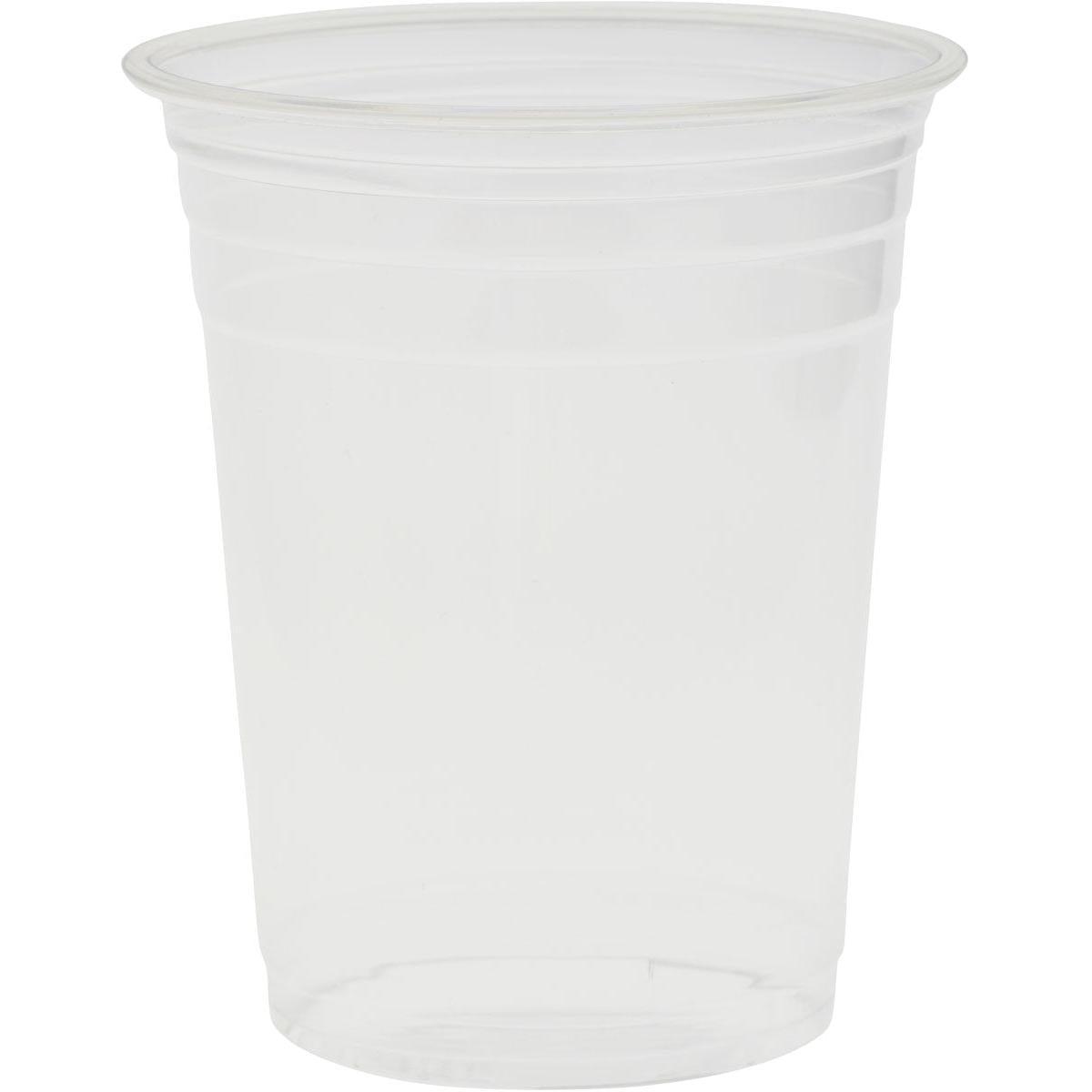 De Glas Crystal Transparent beker van Duni GmbH, gemaakt van hoogwaardige materialen met licht uitlopende rand, staat leeg voor een eenvoudige witte achtergrond.