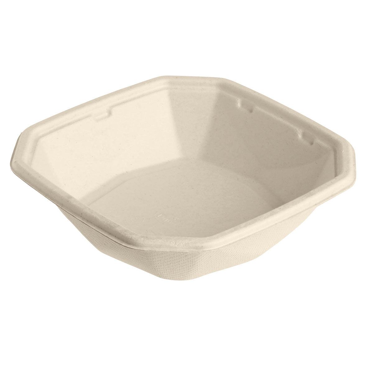 De Octabagasse kom 400 ml van Duni GmbH van bruine bagasse (152x152x38 mm), composteerbaar en duurzaam, in een verpakking van 50 stuks - Uitloopartikel, afgebeeld op een witte achtergrond.