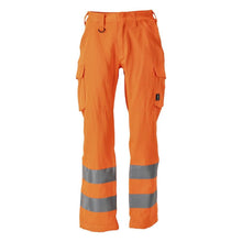 Broek, dijbeenzakken, effen broek, signalisatie oranje