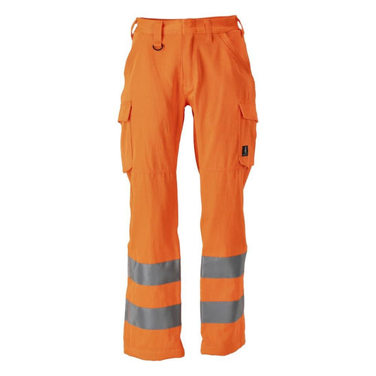 Broek, dijbeenzakken, effen broek, signalisatie oranje