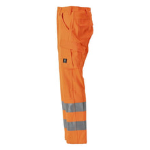 Broek, dijbeenzakken, effen broek, signalisatie oranje