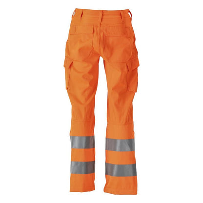 Broek, dijbeenzakken, effen broek, signalisatie oranje