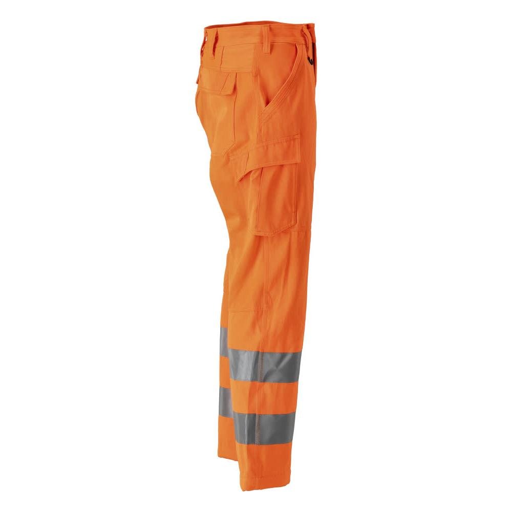 Broek, dijbeenzakken, effen broek, signalisatie oranje