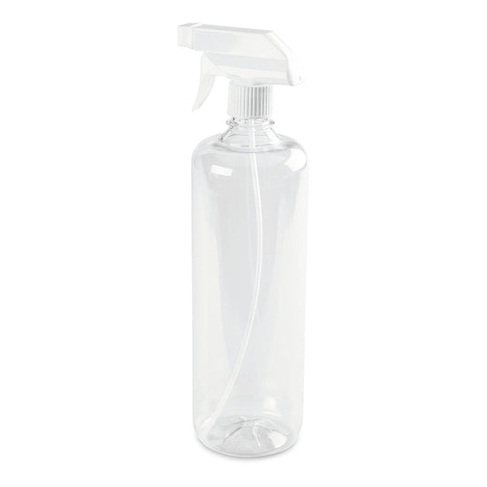 Een Nölle Profi Brush spuitfles, gekleurd-transparant, 960 ml van kunststof van Nölle Profi Brush Borstel- & Penseeltechniek e.K., met witte spuitkop, staat rechtop voor een witte achtergrond.
