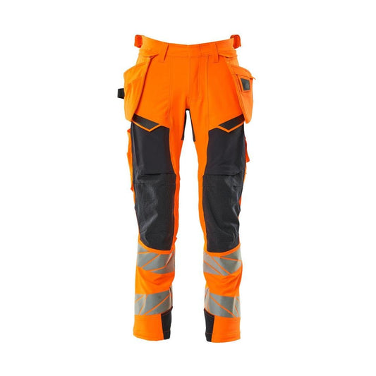 Broek met hangende zakken, broek ULTIMATE STRETCH, signalisatie oranje/zwart-blauw