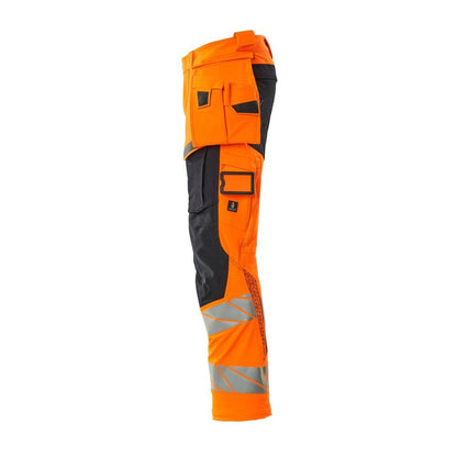Broek met hangende zakken, broek ULTIMATE STRETCH, signalisatie oranje/zwart-blauw