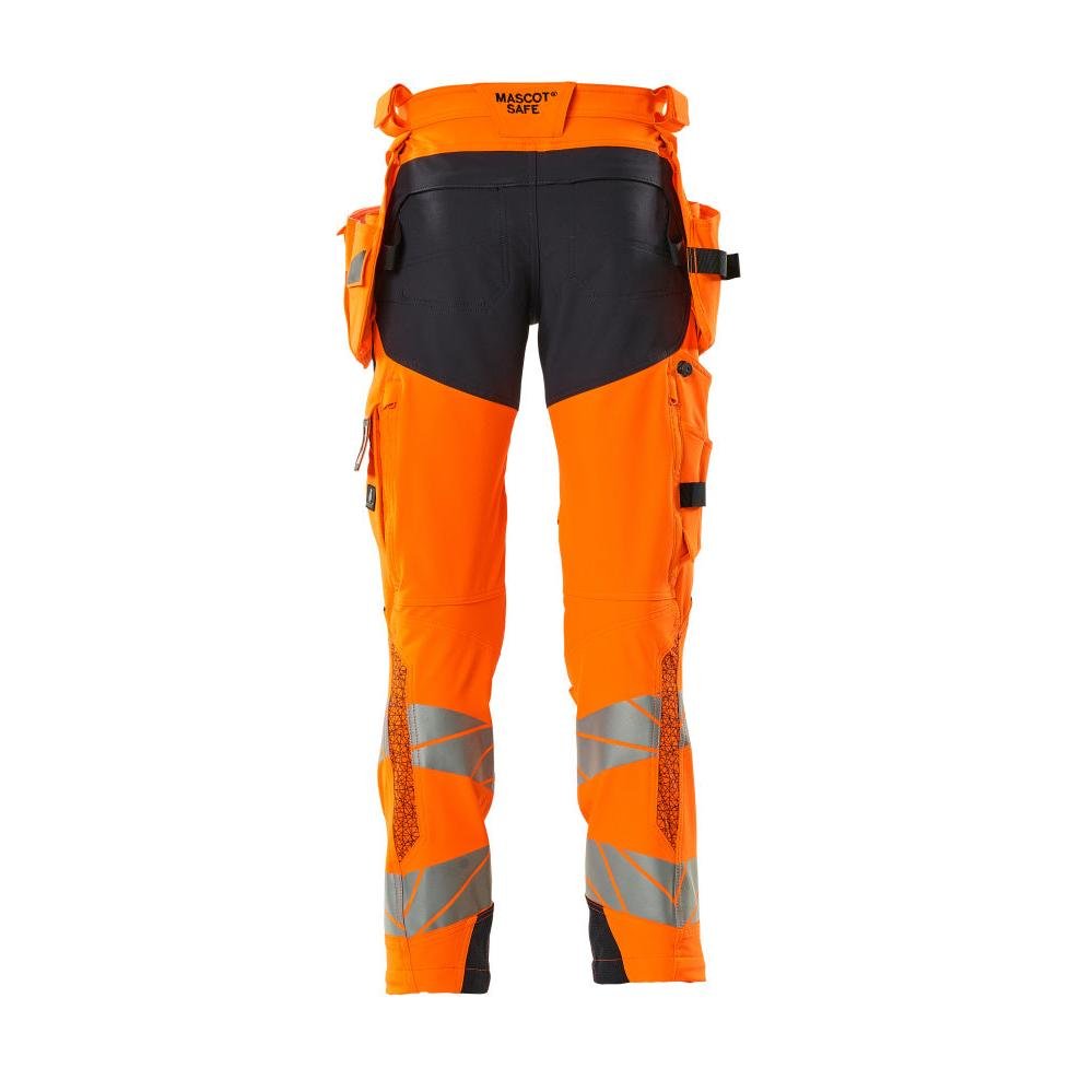 Broek met hangende zakken, broek ULTIMATE STRETCH, signalisatie oranje/zwart-blauw