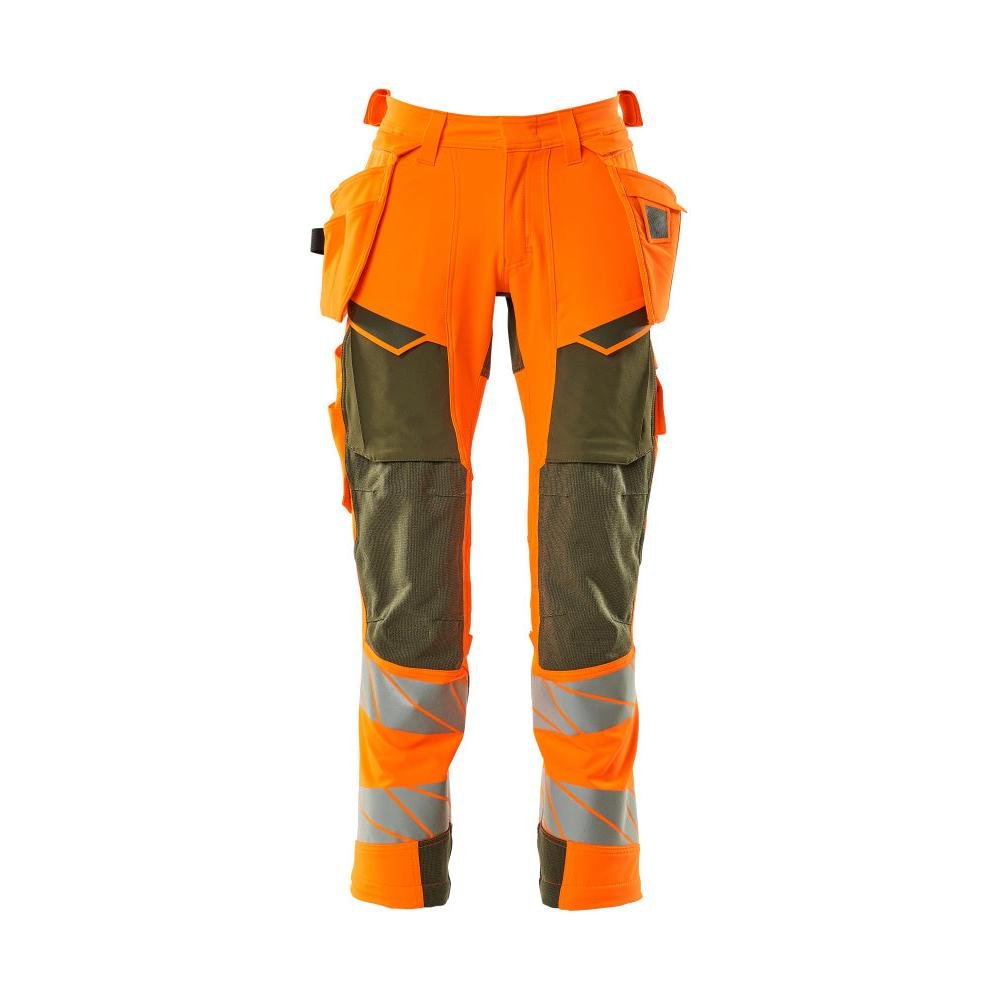 Broek met hangende zakken, broek ULTIMATE STRETCH, signalisatie oranje/mosgroen