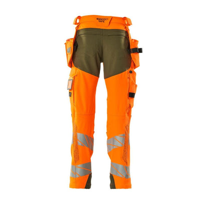 Broek met hangende zakken, broek ULTIMATE STRETCH, signalisatie oranje/mosgroen