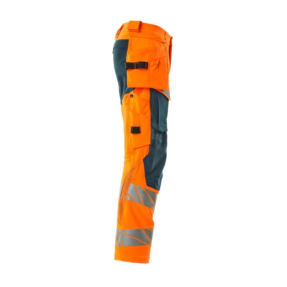 Broek met hangende zakken, broek ULTIMATE STRETCH, signalisatie oranje/donker petroleum