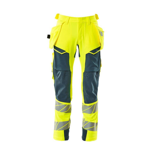Broek met hangende zakken, broek ULTIMATE STRETCH, signalisatie geel/donker petroleum