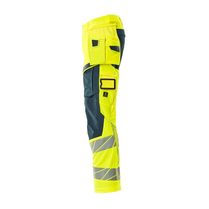 Broek met hangende zakken, broek ULTIMATE STRETCH, signalisatie geel/donker petroleum