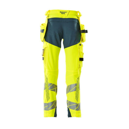 Broek met hangende zakken, broek ULTIMATE STRETCH, signalisatie geel/donker petroleum