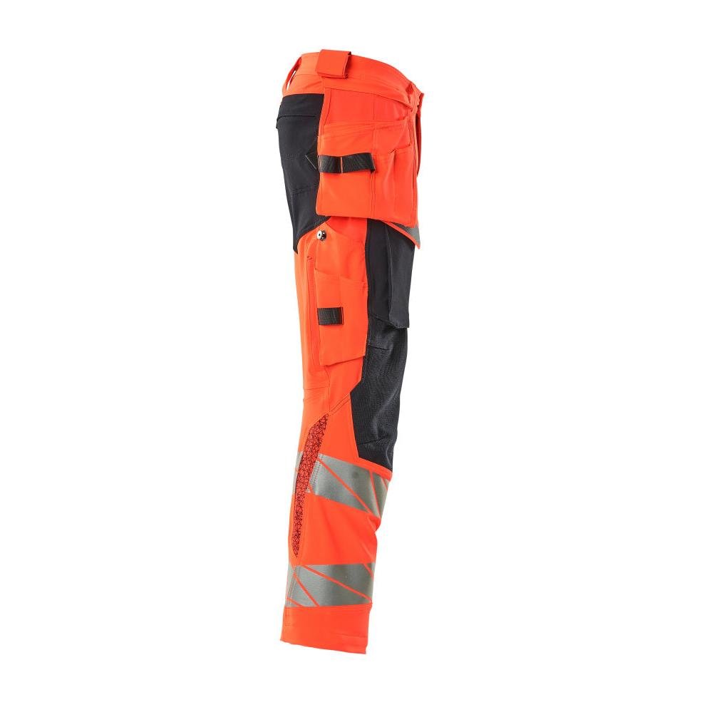 Broek met hangende zakken, broek ULTIMATE STRETCH, signalisatie rood/zwart-blauw