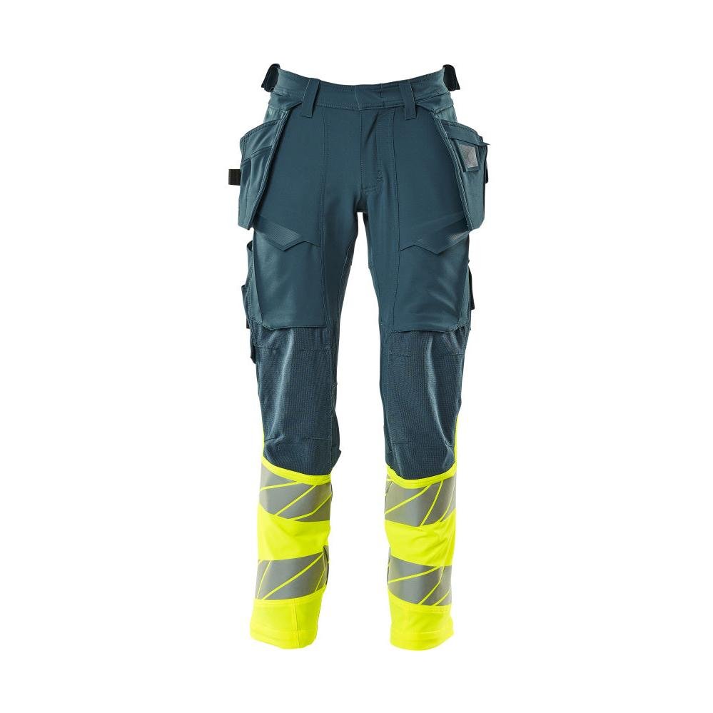 Broek met hangende zakken, broek ULTIMATE STRETCH, donker petroleum/signaleringsgeel
