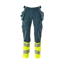 Broek met hangende zakken, broek ULTIMATE STRETCH, donker petroleum/signaleringsgeel