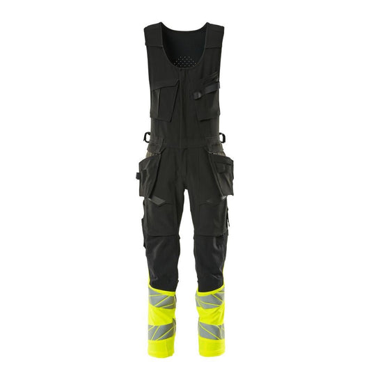 Combinatiebroek, hangende zakken, ULTIMATE STRETCH combinatiebroek, zwart/fluo geel