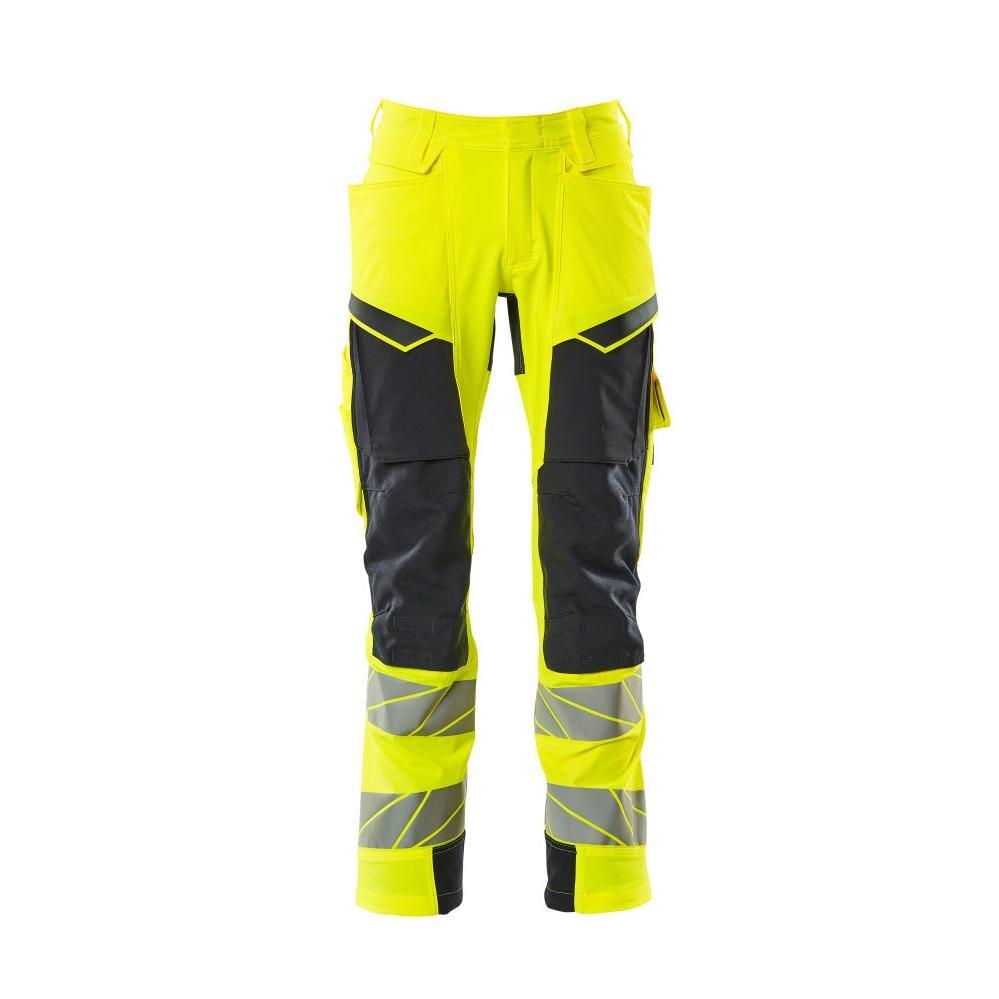 Broek met kniezakken, broek ULTIMATE STRETCH, signalisatie geel/zwart-blauw