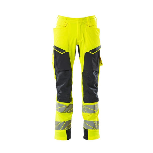 Broek met kniezakken, broek ULTIMATE STRETCH, signalisatie geel/zwart-blauw