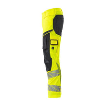 Broek met kniezakken, broek ULTIMATE STRETCH, signalisatie geel/zwart-blauw