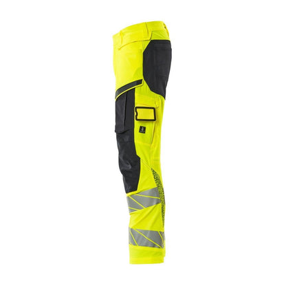 Broek met kniezakken, broek ULTIMATE STRETCH, signalisatie geel/zwart-blauw