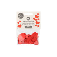 Een doorzichtige zak van de PAPSTAR GmbH bevat hartvormige deko-strooidecoratie van hout (15g) voor decoratie. Het etiket draagt de tekst "Strooideco" en toont kleine hartafbeeldingen op een witte achtergrond.