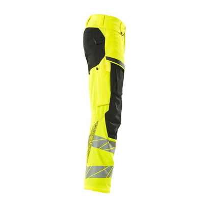 Broek met kniezakken, broek ULTIMATE STRETCH, signalisatie geel/zwart