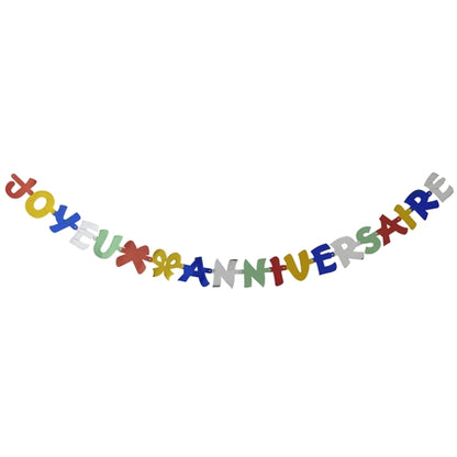 De PAPSTAR slinger "Joyeux Anniversaire" (1,9 m) van PAPSTAR GmbH is een feestelijke papieren banner in heldere kleuren, perfect voor verjaardagsdecoraties. Elke letter heeft een andere tint en is aan elkaar geregen, verpakt in een eenmalige tas.